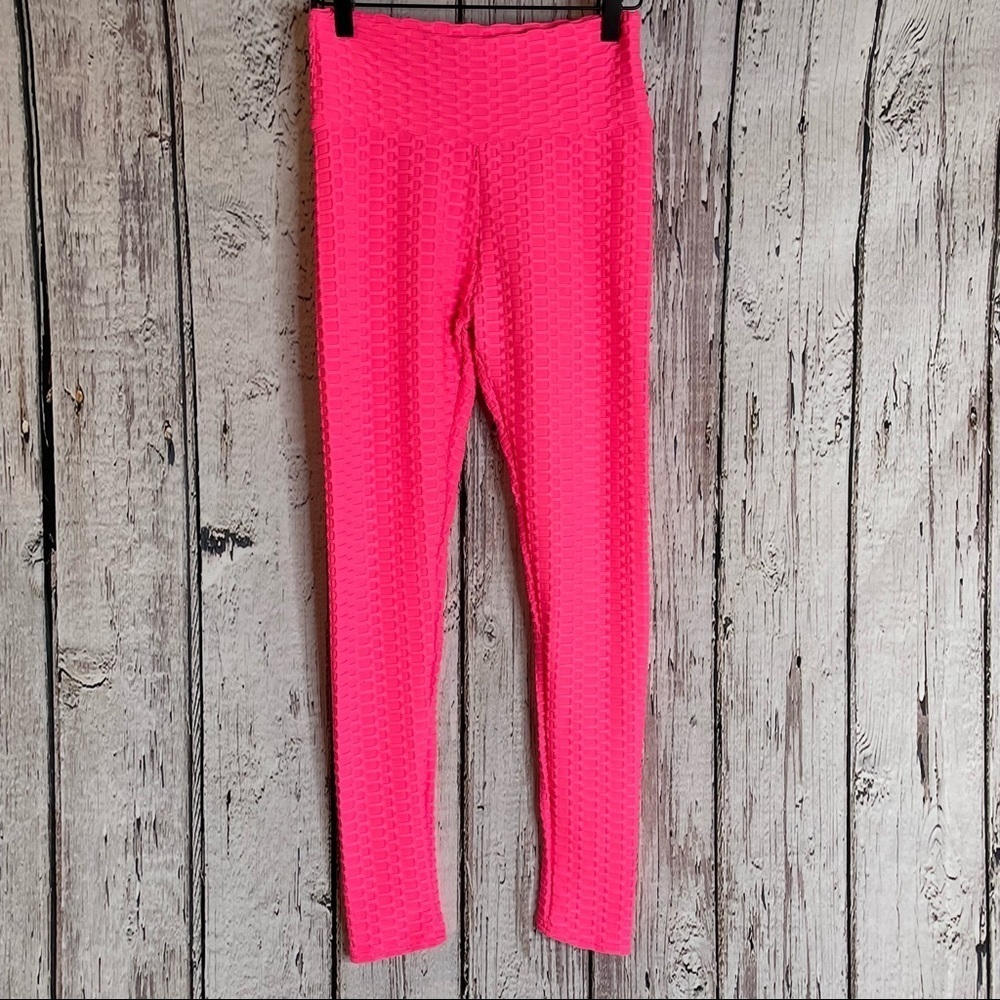 Pink Scrunch Leggings One Size / Medium Textured Booty Butt‎ Lift Compression - Picture 3 of 11